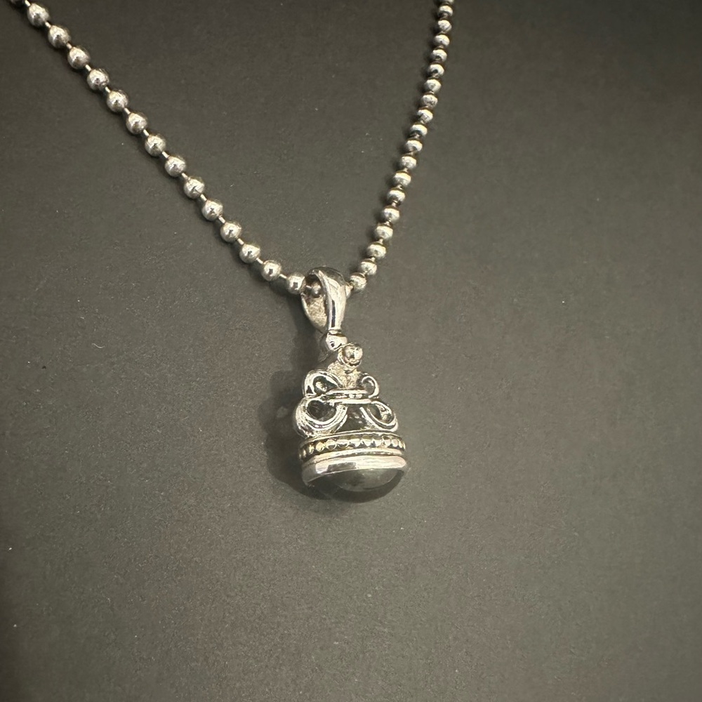 Vintage LAGOS Silver and Onyx Pendant Necklace from Caviar collection